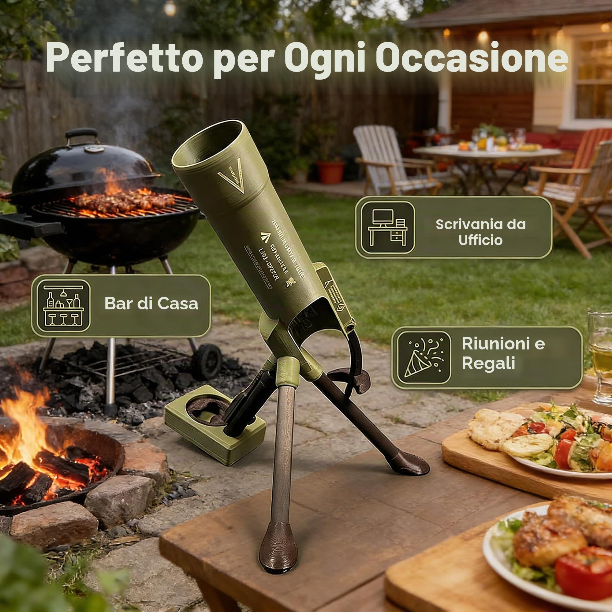 Apribottiglie per mortaio, Beer Bottle Opener tubo di apertura per mortaio, 51mm pesante tattico a mani libere, divertente apribottiglie di birra per bar, scrivanie, scaffali