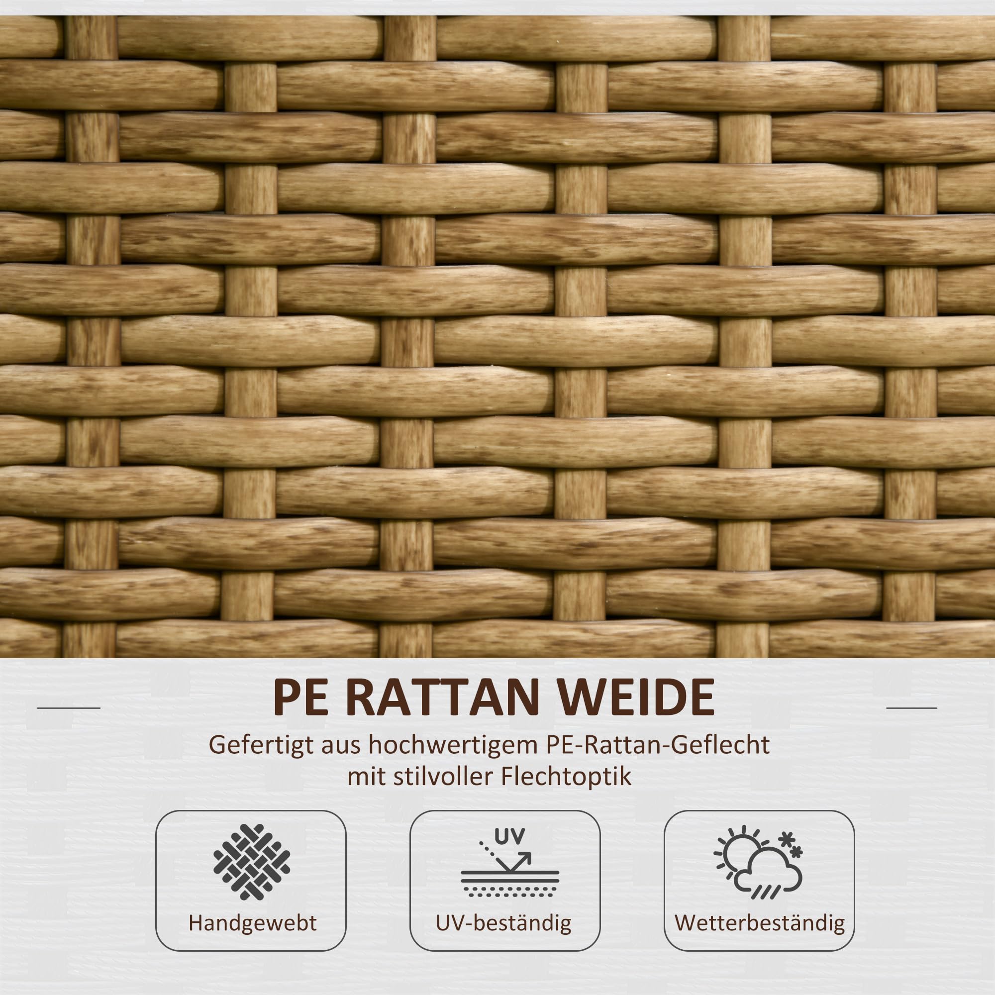 Outsunny Hochbeet mit Rankgitter Rattan-Optik 103 x 29 x 103 cm Sand | Pflanzkasten mit Rankhilfe, für Kletterpflanzen, Blumenkasten, Blumenbeet, Pflanzkübel, Rankkasten, für Garten, Balkon