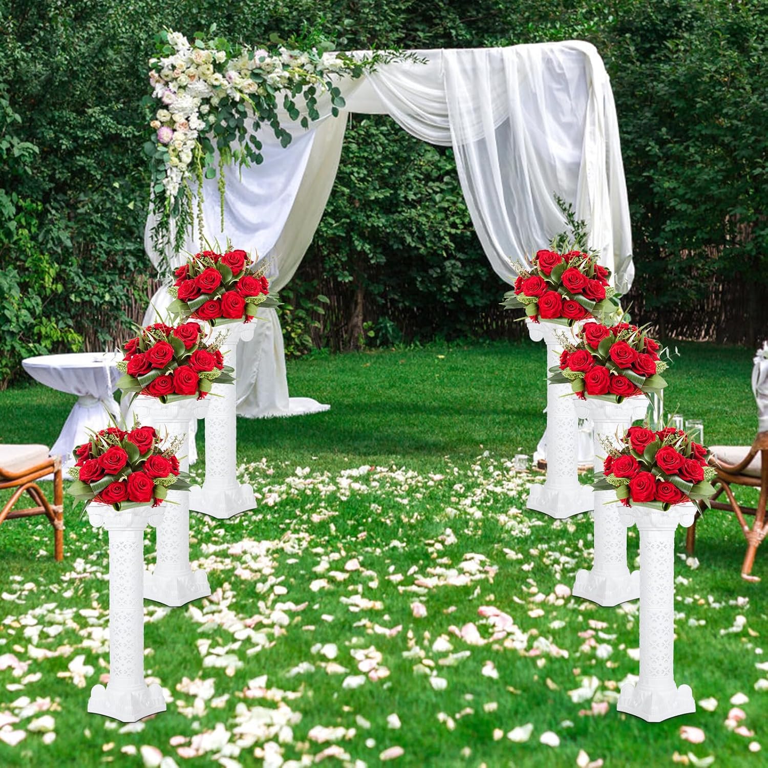 VICASKY Roman Plastic Flower Pot Vintage Style Wedding Planter Outdoor Front Door European Style Decorative Urn for Succulents and Garden Use