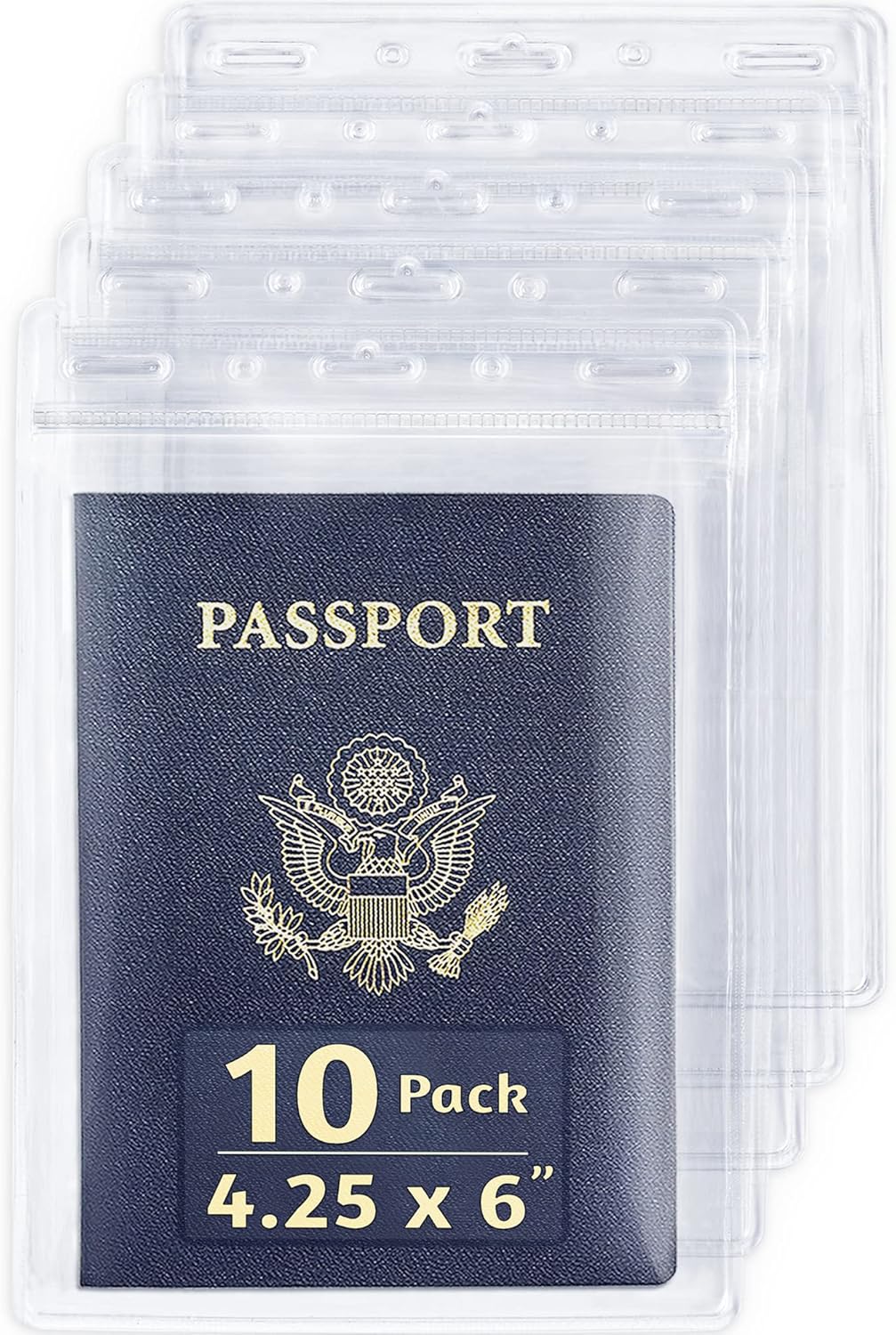 EcoEarth Passport & Identification Card Holders with Soft Edge (Clear, 4x6 Inch, 250 Pack), Extra Large Vertical ID Holder, Zipperless Plastic Name Badge Holders