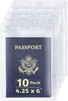 Passport, ID Card, Name Badge Holders - 4x6, 10 PK, Vertical Zipperless