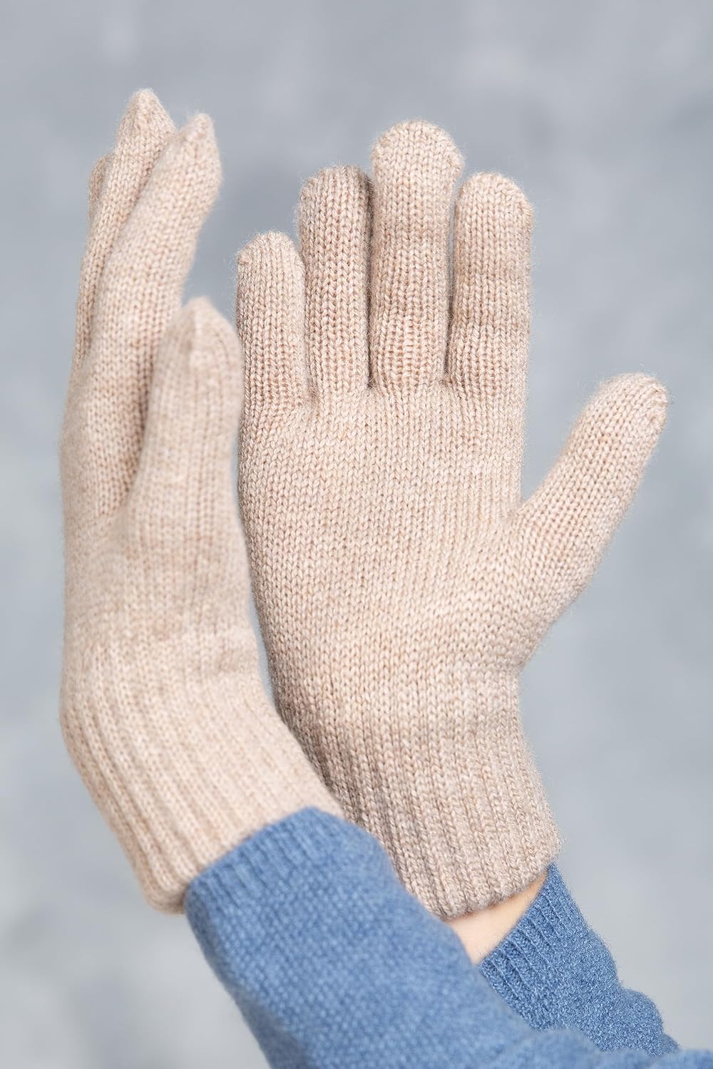Knitted Wool Finger Gloves for Toddlers, Kids, Double-Layer, for Boys, Girls, Ages 1-8, Beige, Grey, Pink