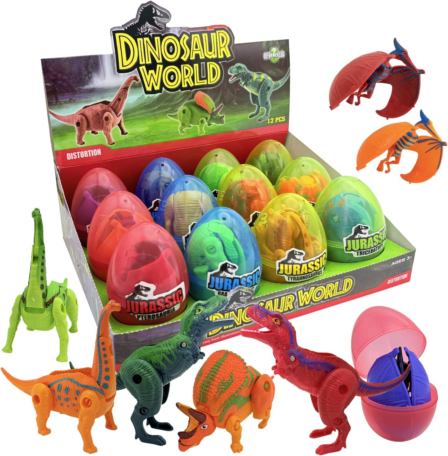 12 PCS Easter Eggs Filled with Dinosaur Toys - Surprise Hatching Eggs for Kids | Perfect for Easter, Birthday Party Favors, Fun Educational Toys for Home & School Play