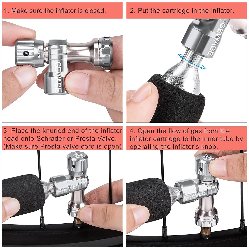 Pompa CO2 Per Bici - Con 4 Capsule Da 16g, Valvola Presta/Schrader, Per MTB E Strada - Foto 10