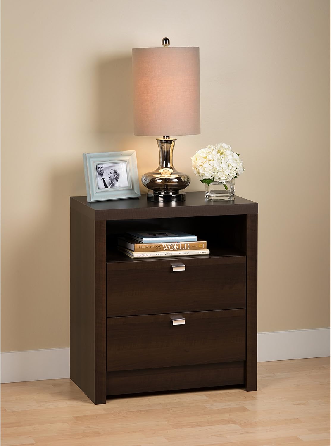 Amazon.com: Espresso Series 9 Designer - Tall 2 Drawer Nightstand ...