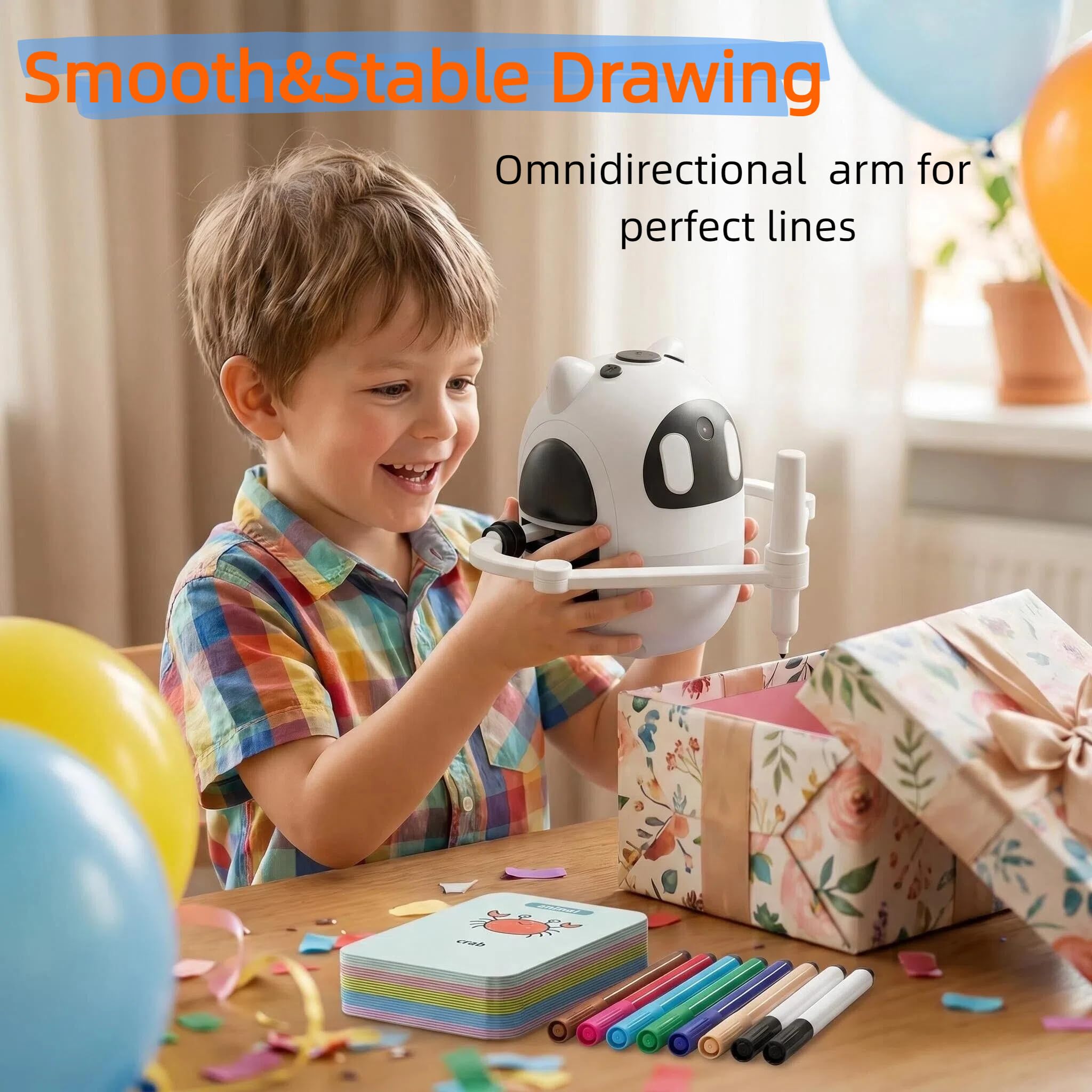 Kit Montessori Robot de dibujo AI con 150 tarjetas y 17 colores