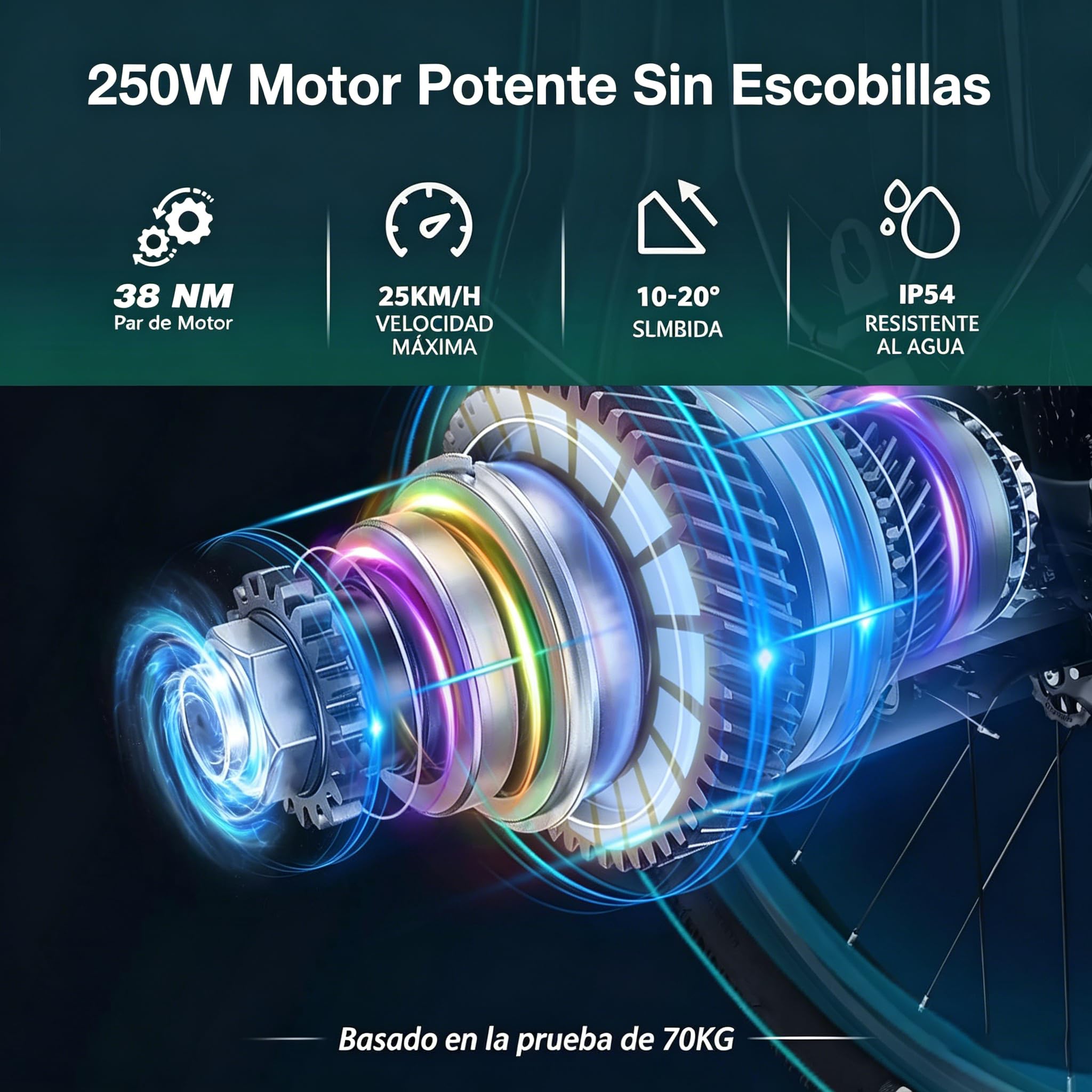 Bodywel A26 Bicicleta Eléctrica Hombre 26 Pulgadas, E-Bike con Batería Extraíble 36V 13Ah, Autonomía 35–60 km, Motor 250W, 7 Velocidades, Frenos de Disco Mecánicos