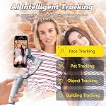 3-Axis Téléphone Gimbal Stabilizer avec AI Suivi du visage, pour iPhone & Android – Trépied de bâton de selfie, lumière de remplissage réglable- pour le blogging, YouTube, TikTok, Voyages