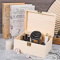 Vista 5 de 2 Pack Unfinished Wooden Boxes Large Wooden Box with Hinged Lid dnd Front Clasps, Natural Wood Boxes for Diy Crafting Gift Storage Box, Art