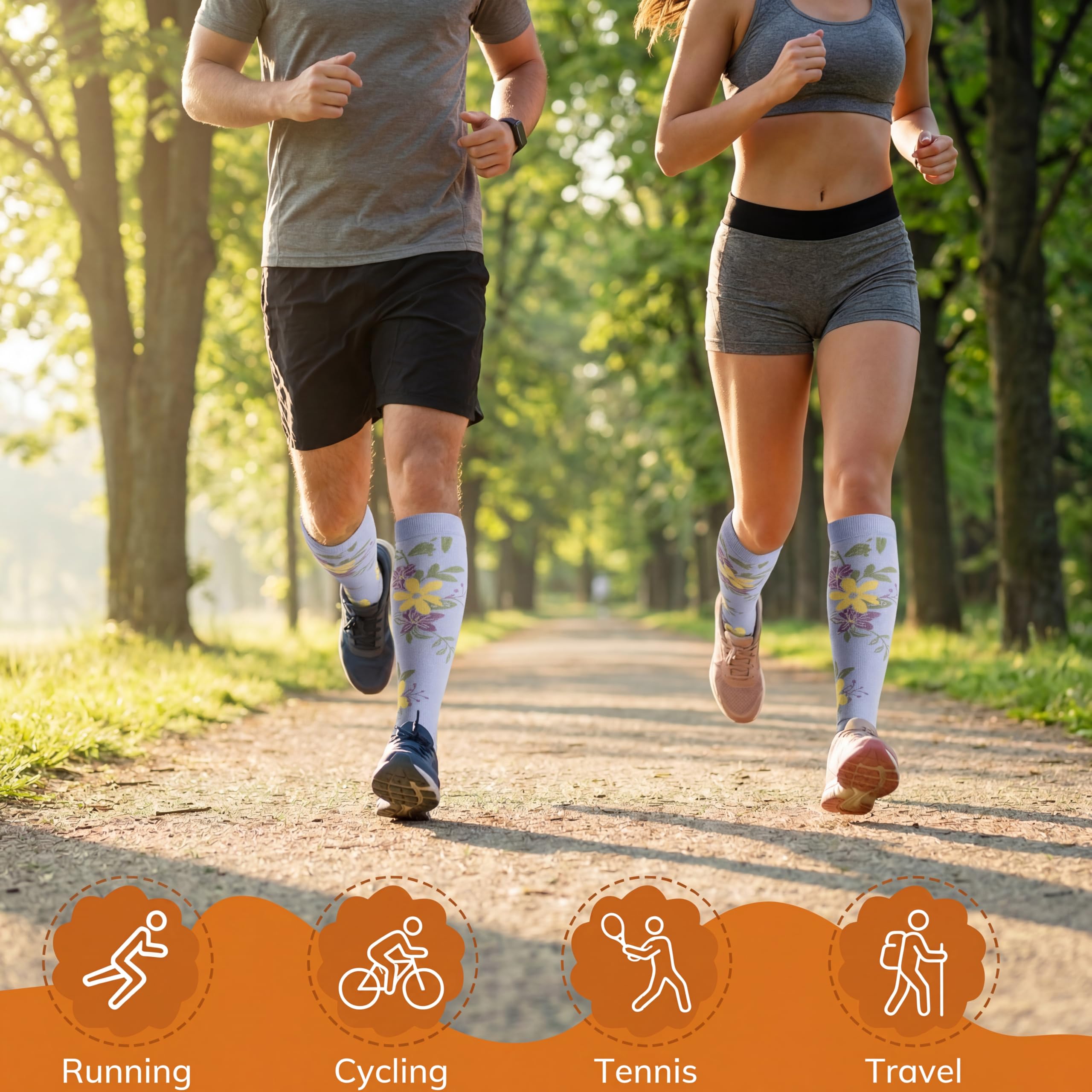 Kompressionsstrümpfe (7 Paar) für Damen und Herren, Durchblutung, 20-30 mmhg. Die hohen Socken sind die beste Unterstützung für Laufen, Radfahren, Schwarz, Größe
