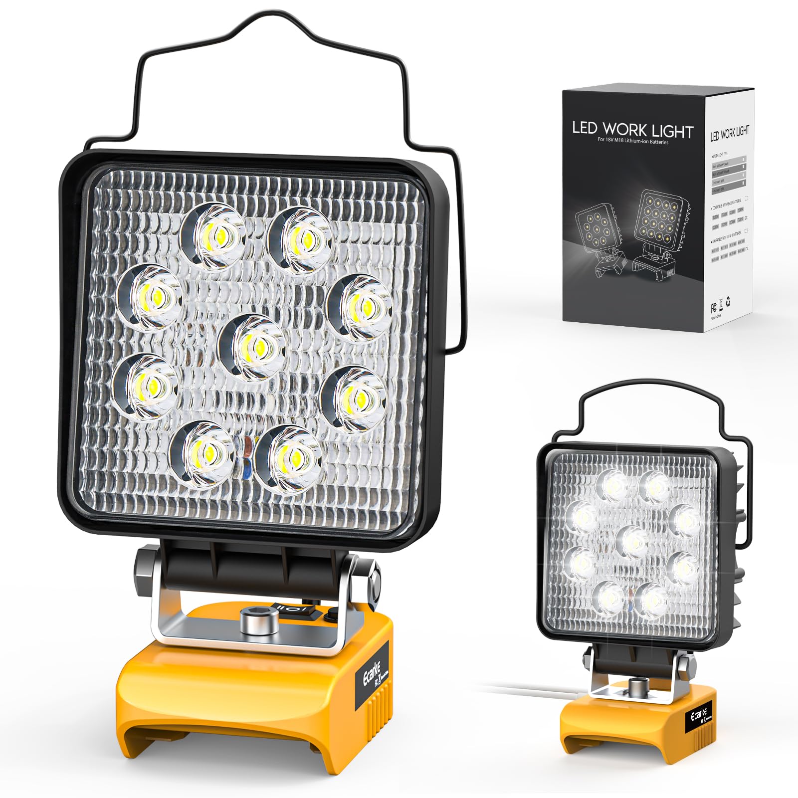 Ecarke LED Work Light Compatible with DEWALT 20V, 140° Pivoting