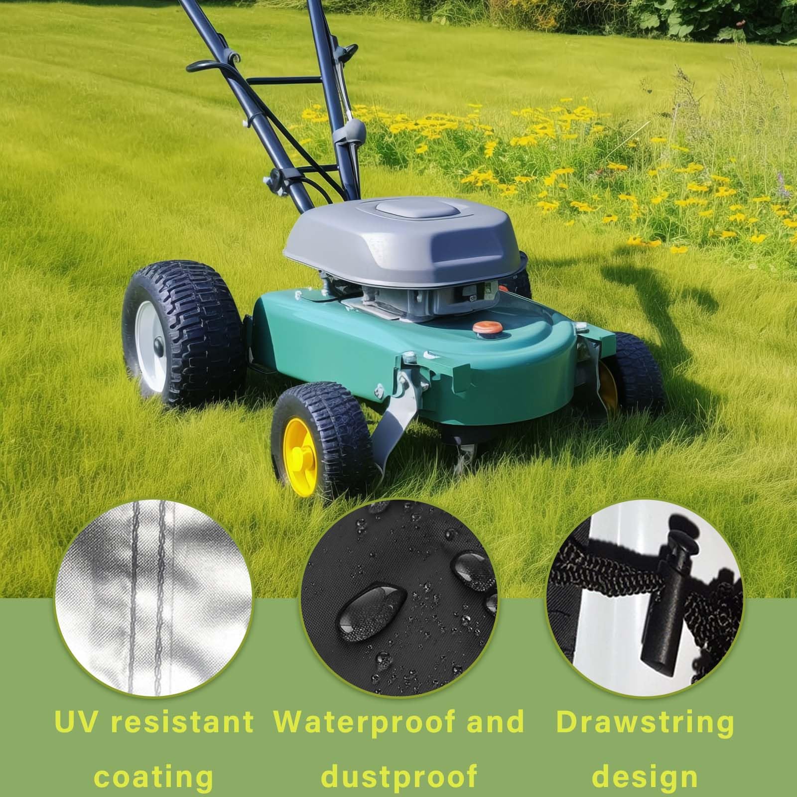 Copertura Tosaerba Impermeabile 195x66x112cm - Con Cordino E Borsa Di Stoccaggio - Foto 3