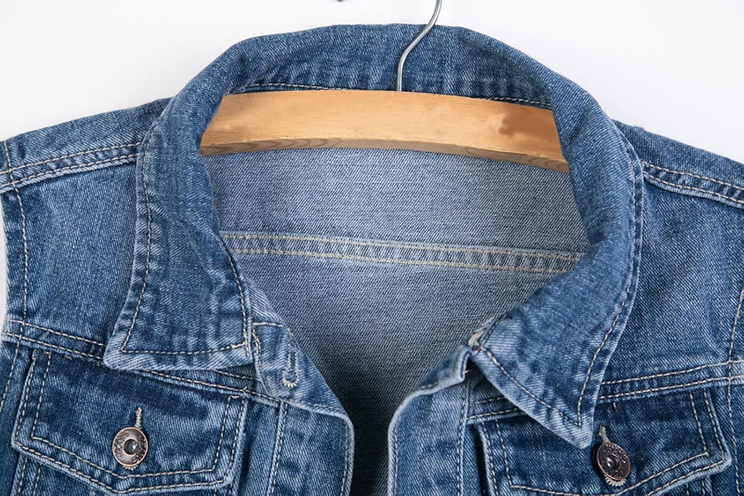 HALITOSS Women Button Down Mid Long Denim Jean Vest Waistcoat Sleeveless Jacket - Image 3