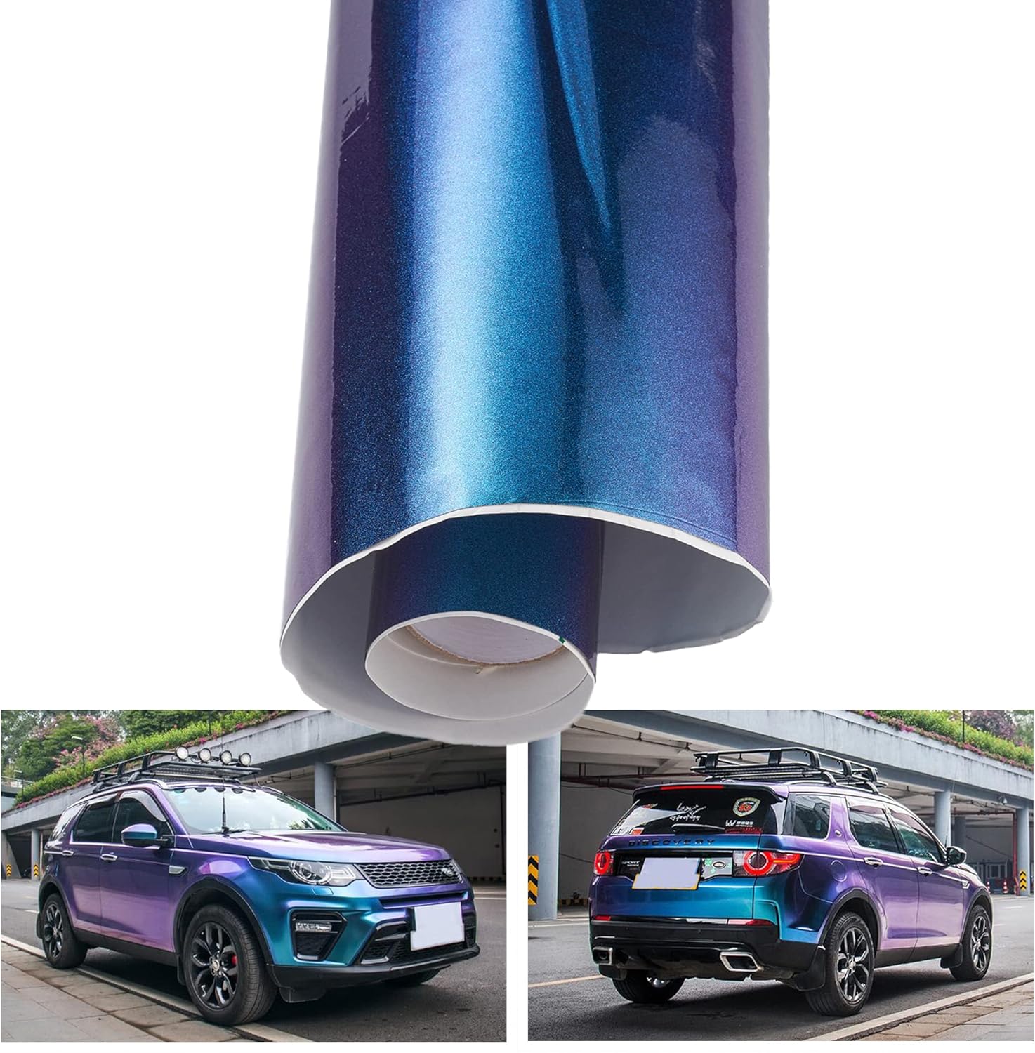 Matte Galaxy Purple to Light Blue Chameleon Vinyl Wrap Sparkle Self Adhesive Color Change Car Vinyl Wrap Roll, 59.8'' x 39.37''