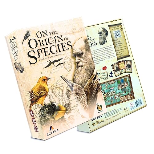 Sobre el origen de las especies | Un juego de mesa de investigación evolutiva por Artana Games | El viaje de Charles Darwin por las Galápagos como un juego de mesa de ciencia estratégico para niños y familias | Basado en el libro
