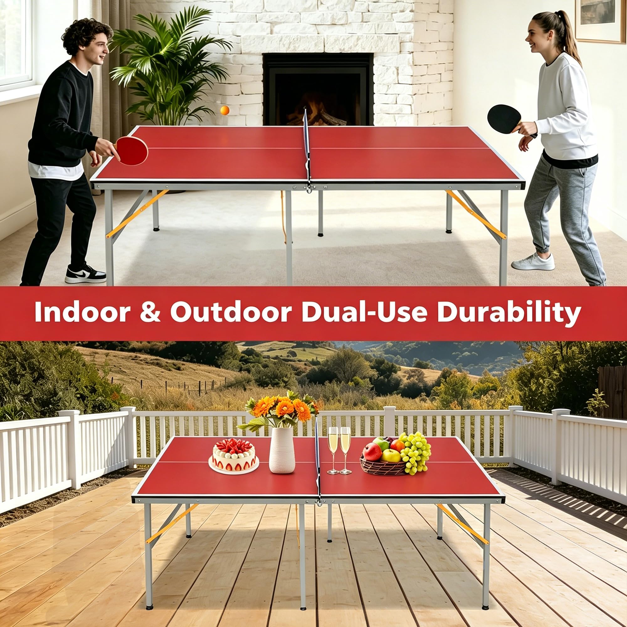 Tavolo da ping pong professionale pieghevole e mobile per interni ed esterni, modalità di riproduzione singola per competizioni di allenamento in famiglia