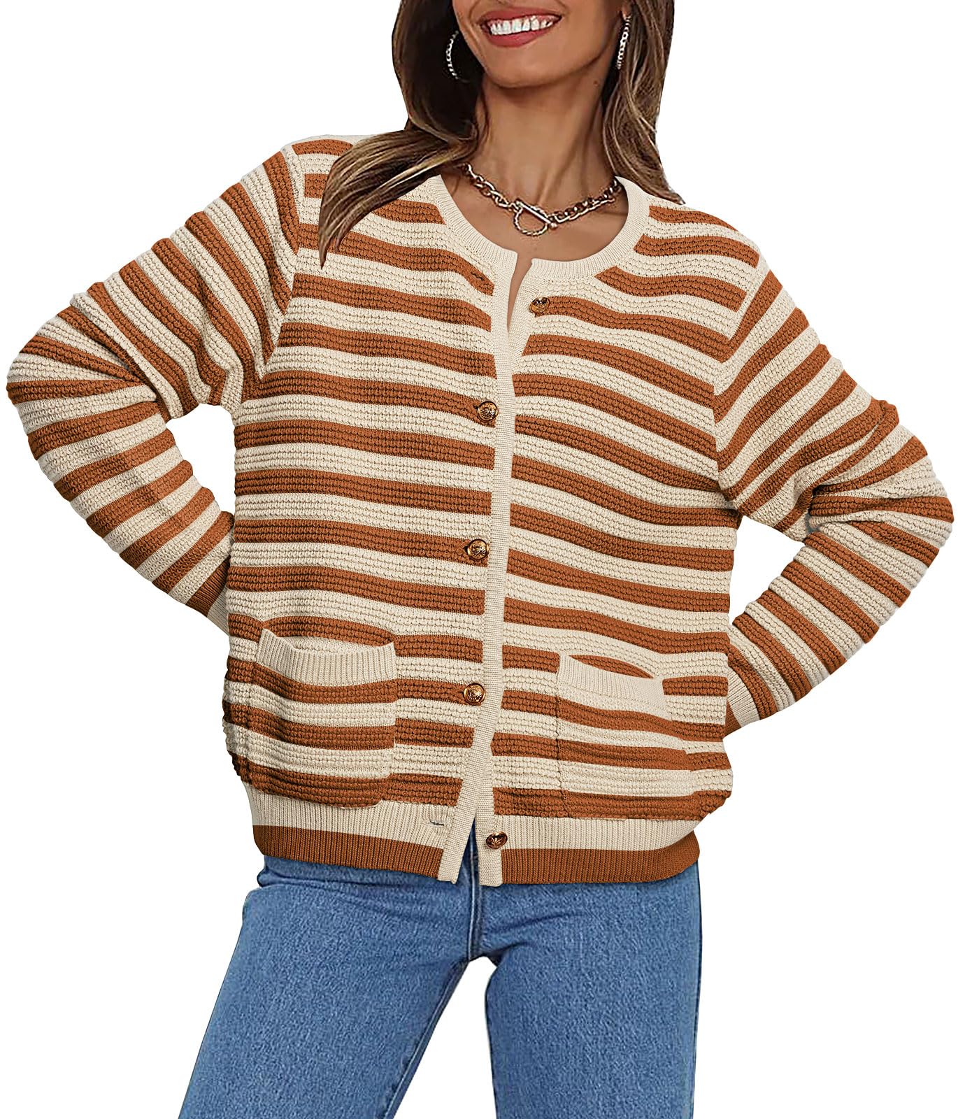 LILLUSORYWomen's Cardigan Sweaters Open Front Long Sleeve Button Down Knit Jackets with Pockets 2024