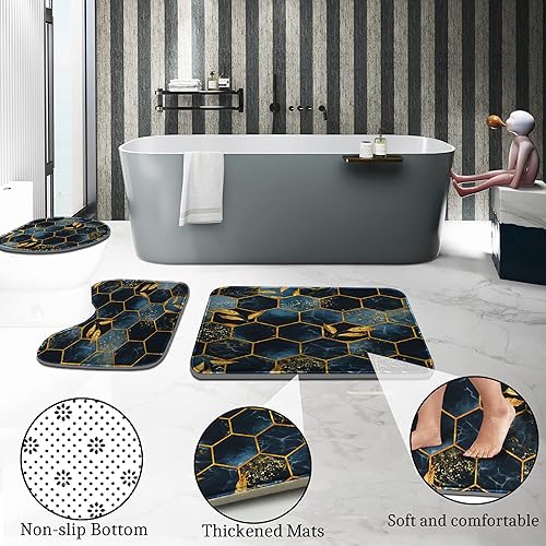 Miniatura 4 de Poedist Juego de 4 cortinas de ducha de baño, juego de 4 calabazas de Acción de Gracias y hojas de arce, juego de cortina de ducha con alfombras