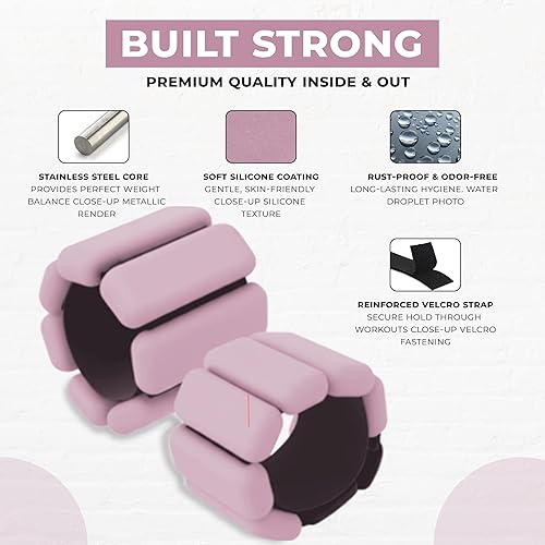 Miniatura 4 de Pesas de tobillo de muñeca de 1 libra para mujeres y hombres  Pesas de pierna y brazo con ajuste de correa para mujeres de 1 libra cada muñeca,