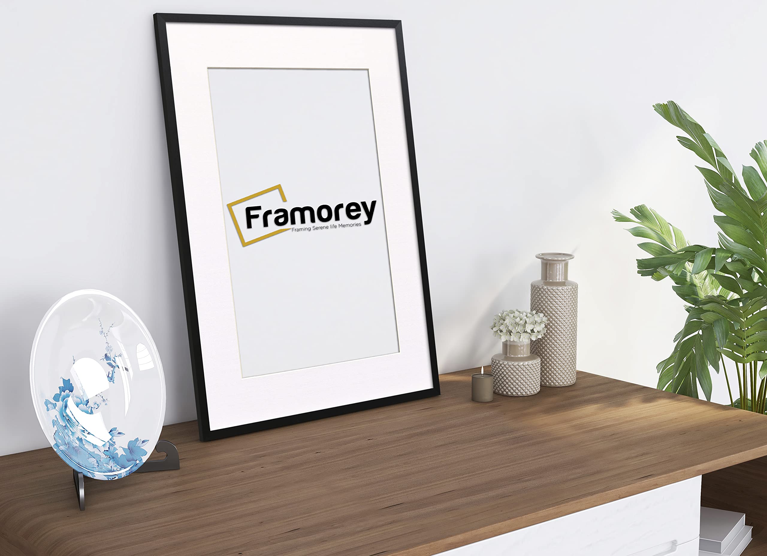 FRAMOREY A2 Black Picture Frame, Engineered Wood and Plexiglass, A2 Photo Frame with A3 Mount for A3 Print, poster - Image 2