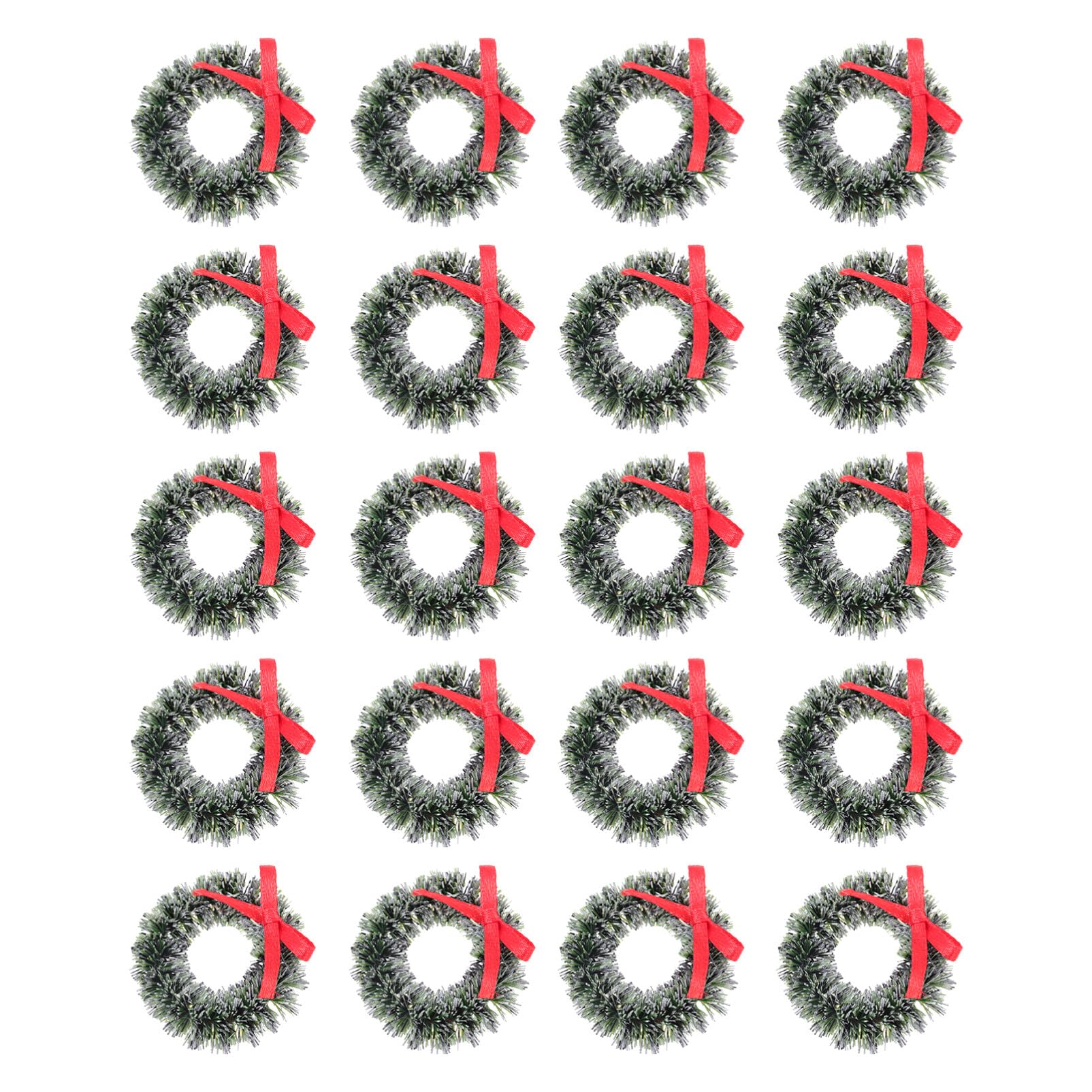 MAGICLULU Mini Artificial Christmas Wreaths 20 Pcs Mini Christmas Wreaths with Bow Mini Green Artificial Christmas Wreath for Xmas Holiday Supplies Christmas Wreaths Ornaments