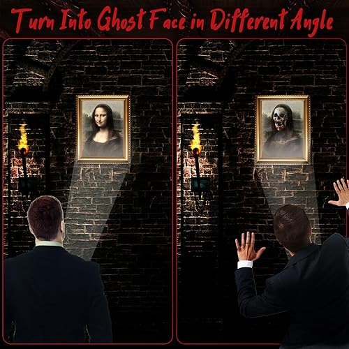 Miniatura 5 de Tuanse Decoraciones de Halloween para interiores 3D con imágenes cambiantes de rostro, retratos aterradores, portarretratos espeluznantes