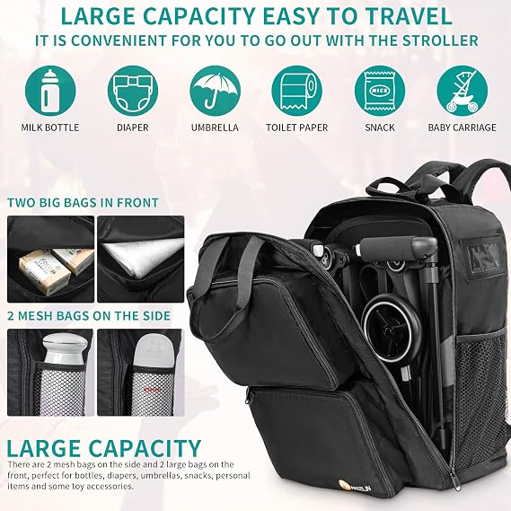 AKOZLIN Foldable Stroller Travel Bag Backpack 14.2x6x18.2 Compatible for Gb Pockit Air Plus Stroller Carry Bag[not for Gb all-city] (Bag Only)