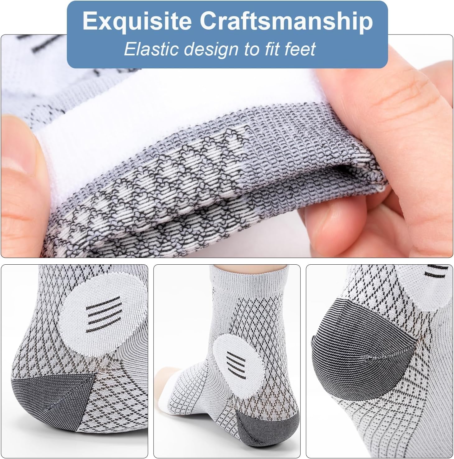 2 Pair Neuropathy Socks for Women Men, Plantar Fasciitis Sock Neuropathy Pain Relief Socks for Feet, Ankle Compression Socks for Neuropathy Pain, Ankle Brace for Sprained Ankle (XL) - Image 3