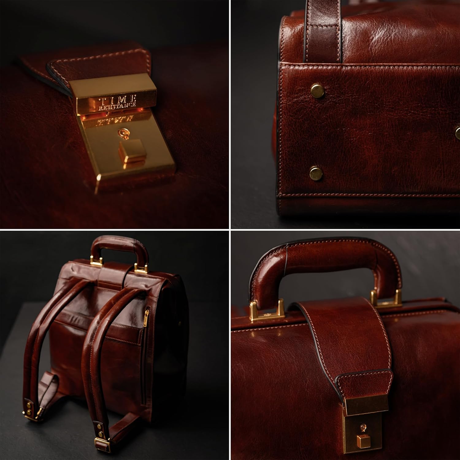 Time Resistance Leather Backpack for Men and Women - Business Rucksack Laptop Bag (Brown) - Image 5