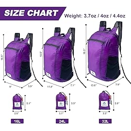 4Monster Hiking Daypack,Water Resistant Lightweight Packable Backpack for Travel Camping Outdoor (Purple, 16L)