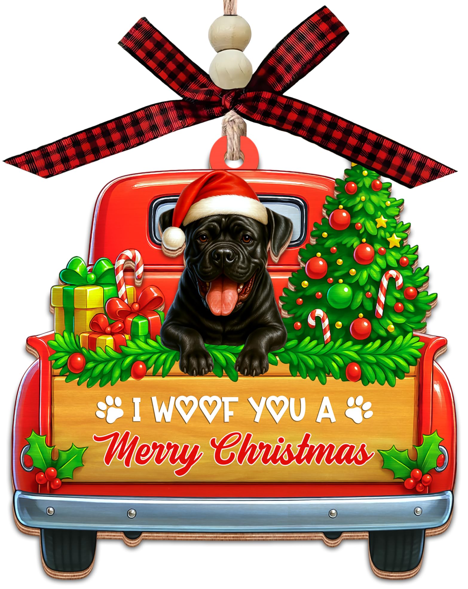 Décoration Cane Corso en bois de haute qualité style rétro pour Noël