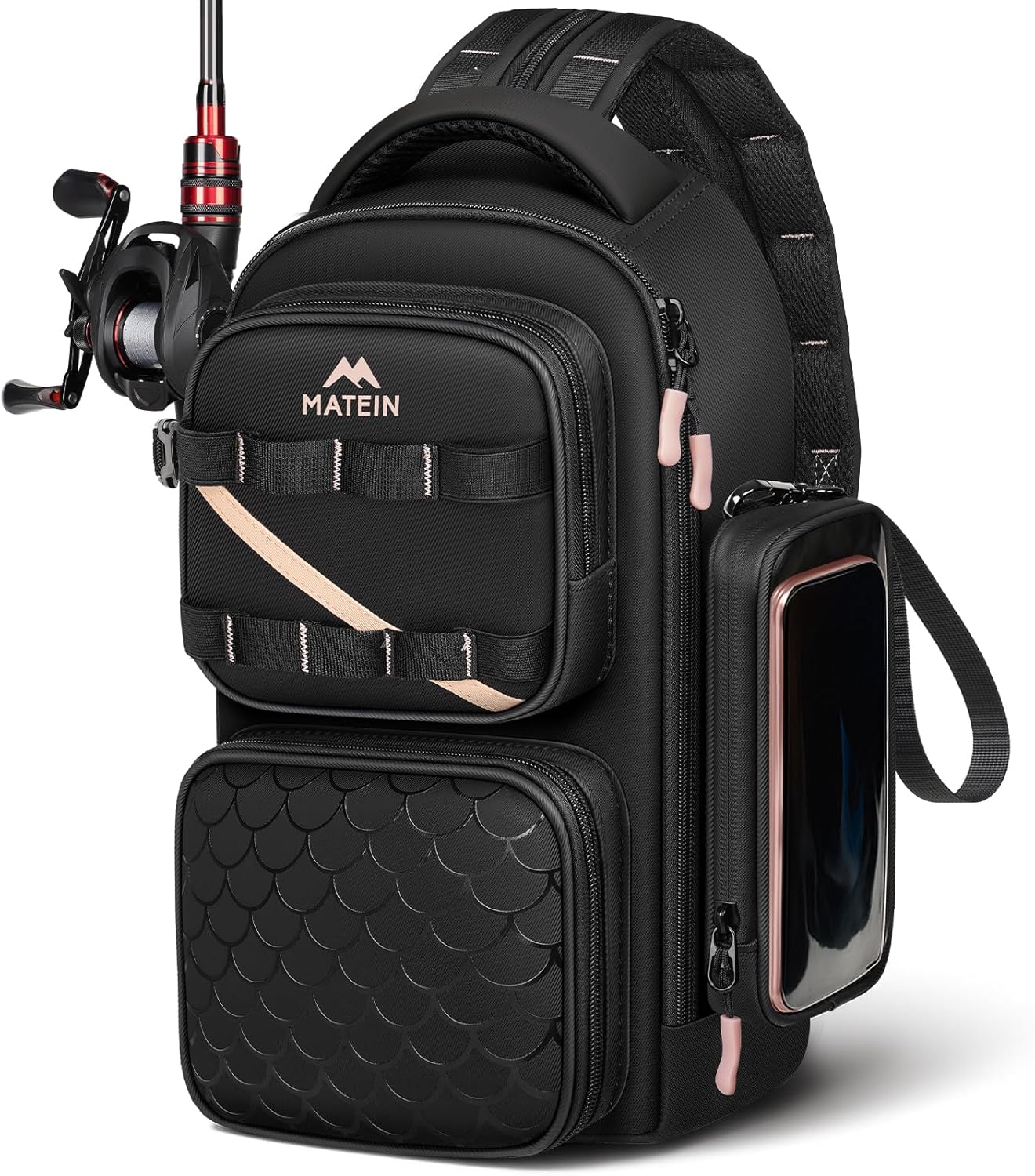 MATEIN Womens Fishing Sling Bag with Lure Rod Holder & Phone Pouch, Baseball Backpack