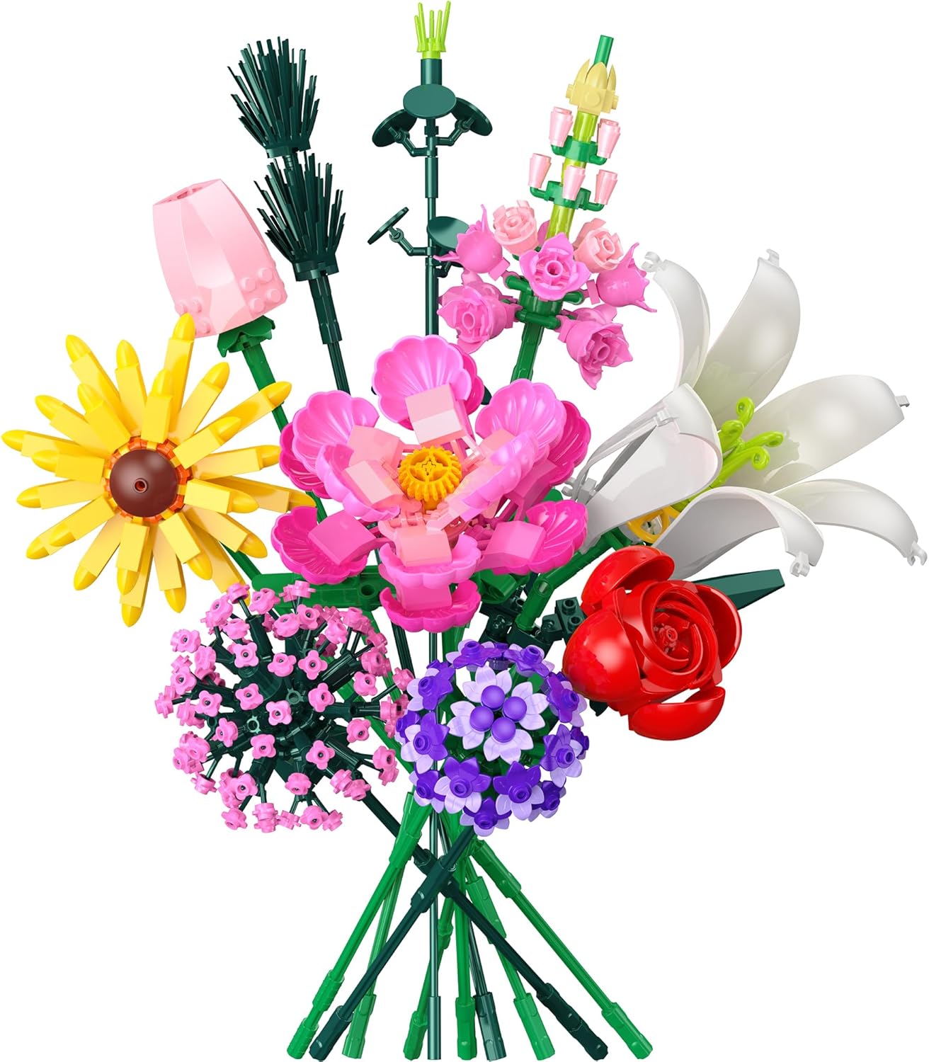 Flowers Bouquet Building Set, Flower Botanical Collection Building Toys, Home & Office Creative Decoration, Valentine Day, Birthday, Christmas Ideal Gift for Kids, Adults - 699 Pcs