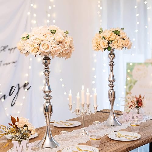 Miniatura 8 de Nuptio Jarrones para centros de mesa de oro jarrones de mesa de boda para mesas versátiles arreglos de flores de metal para bodas, fiestas y cenas,