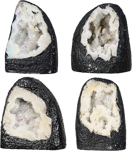 Miniatura 4 de SUNYIK Espécimen de racimo de cuarzo de geoda de cuarzo natural con revestimiento de titanio arcoíris para decoración de oficina en el hogar,