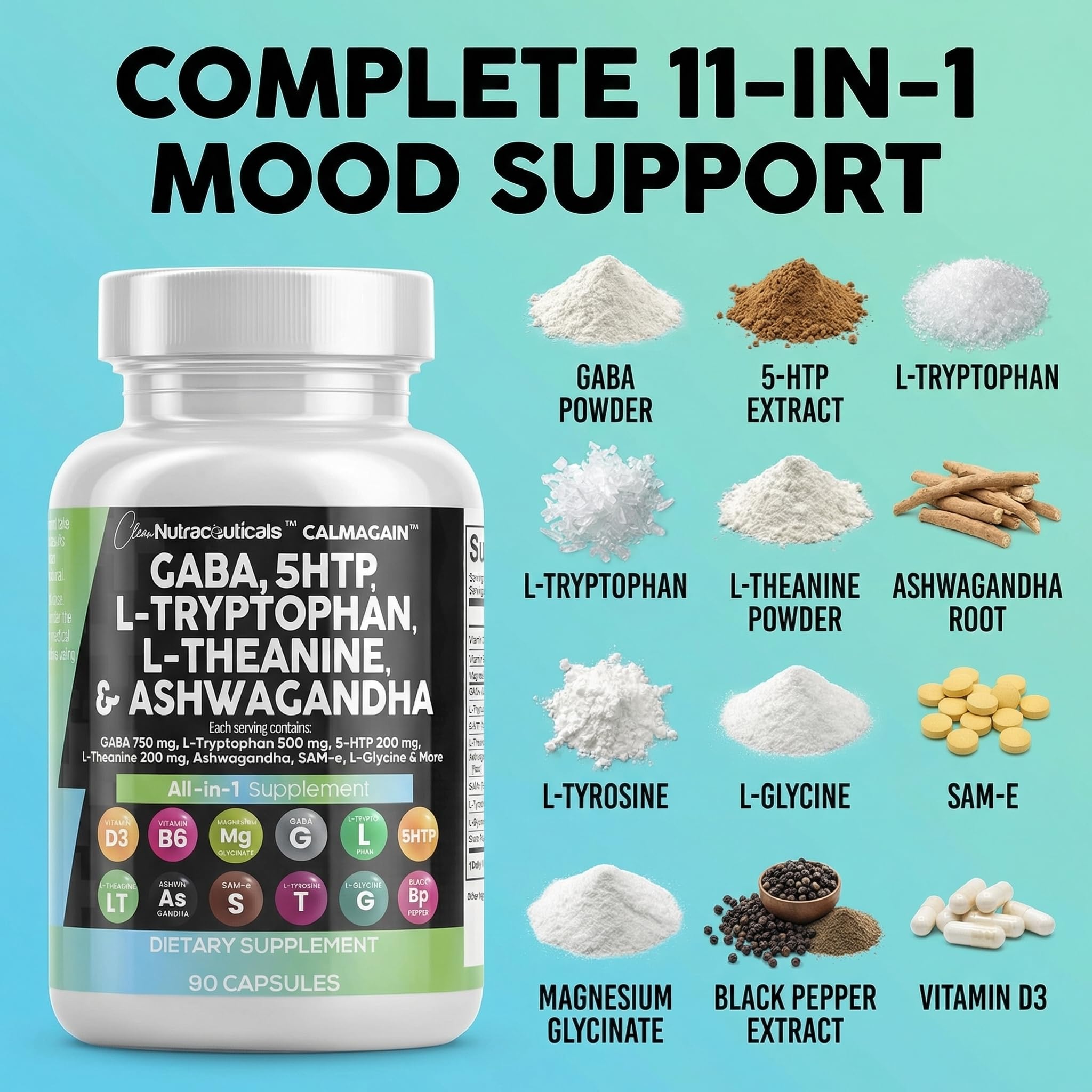 Amazon.com: Clean Nutraceuticals GABA 750mg 5 HTP 200mg L