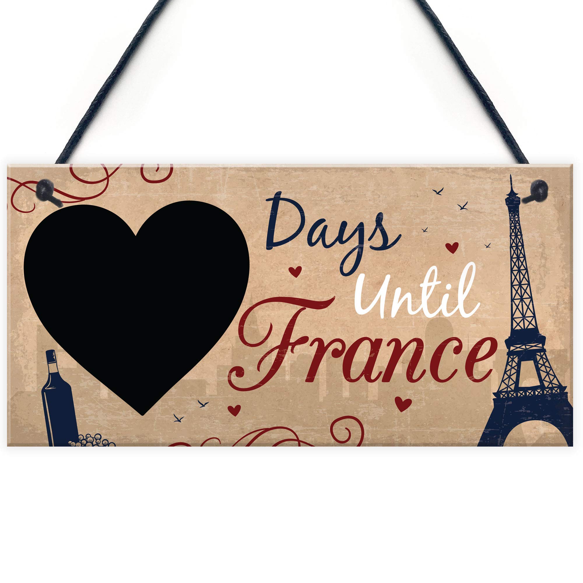 Red Ocean Chalkboard Holiday Countdown FRANCE Hanging Wall Door Plaque Novelty Holiday Essentials Gifts Accessories Friendship Gifts