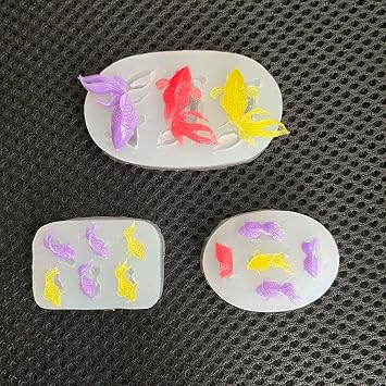 3Pcs Koi Fish Silicone Mold Mini Size Goldfish Epoxy Resin Mold 14 Cavities Jewelry Pendant Resin Casting Mold DIY Ear Stud Earring Necklace Charms Making Tool Nail Art Decor Handmade Craft
