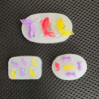 3Pcs Koi Fish Silicone Mold Mini Size Goldfish Epoxy Resin Mold 14 Cavities Jewelry Pendant Resin Casting Mold DIY Ear Stud Earring Necklace Charms Making Tool Nail Art Décor Handmade Craft
