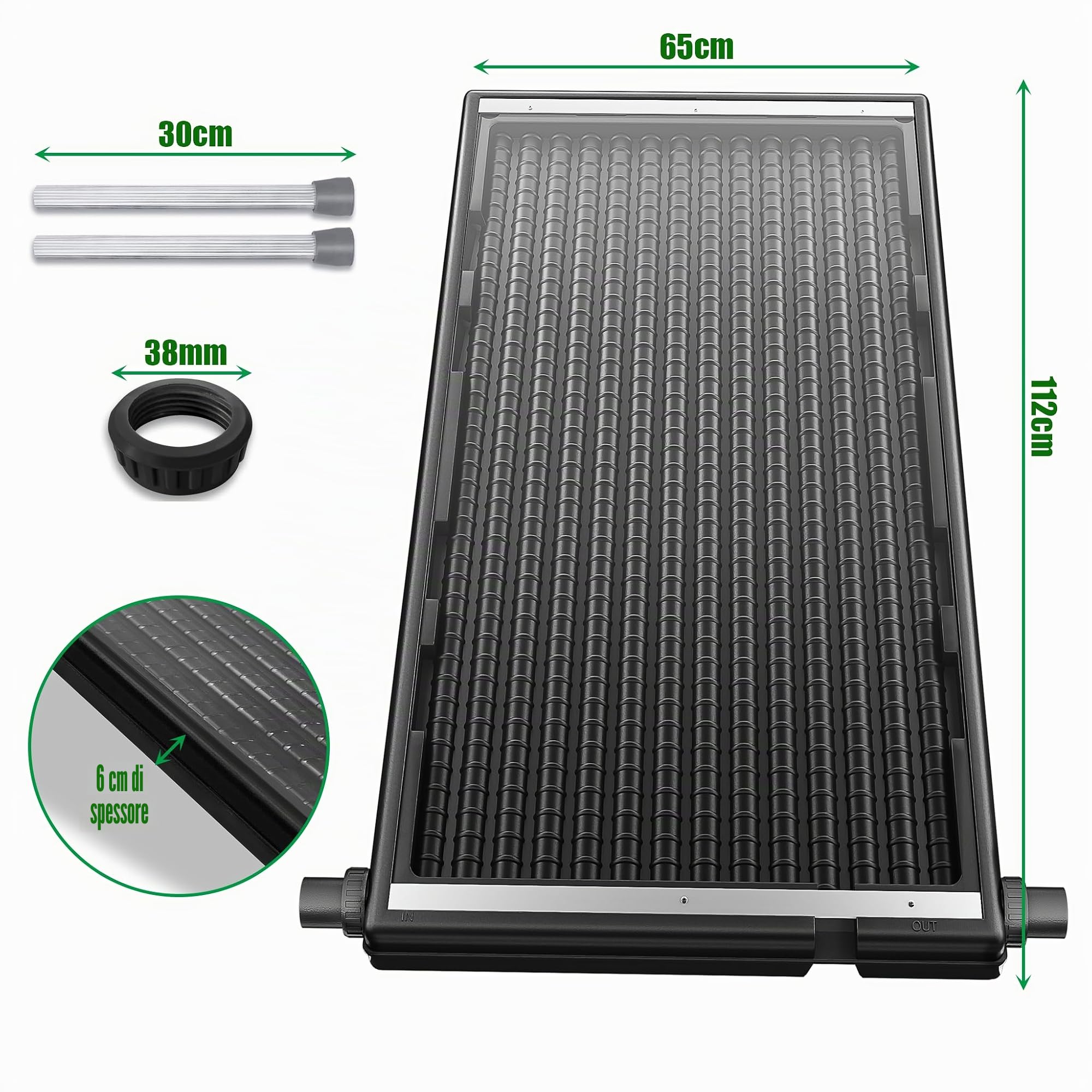 1 set di riscaldamento solare per piscina con pannello in PC, treppiede e tubo, capacità massima di 15 litri, pannello solare completo, pannello solare per acqua calda, doccia da giardino