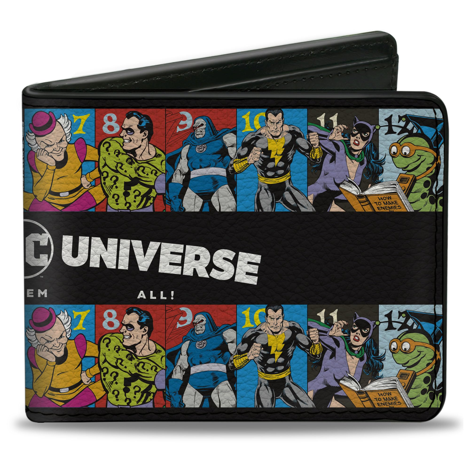 Buckle-Down DC Comics Wallet, Bifold, Villains Of the Dc Universe Character Blocks Black White, Vegan Leather