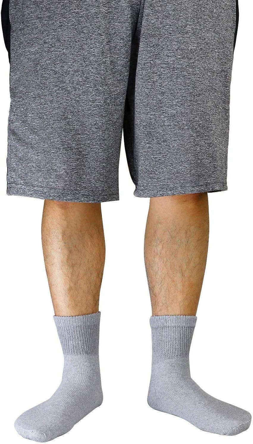 Falari 12-Pack Diabetic Socks Quarter Ankle Physicians Approved Socks Mens Womens Non-Binding Loose Fit Socks (9-11, Gray)