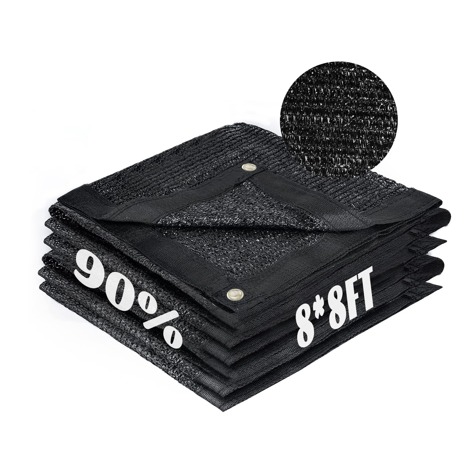 Cool Area 90% Sun Shade Cloth Mesh Tarp with Grommets for Plant Cover 8x8ft Patio Canopy Garden Pergola Blackhouse Car Barn Kennel Black
