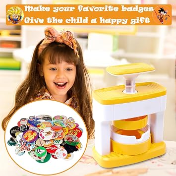 Badge Maker, 55mm(2.16inch) DIY Badge Making Kit with 48Pcs Button MakerSupplies,Cutter and Sticker for Kids Pin Maker Christmas Birthday Gift