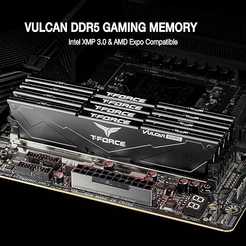 Miniatura 2 de TEAMGROUP T-Force Vulcan DDR5 64GB (2x32GB) 6000MHz (PC5-48000) CL38 Intel XMP 3.0 y AMD Expo Módulo de memoria de escritorio compatible Ram Negro