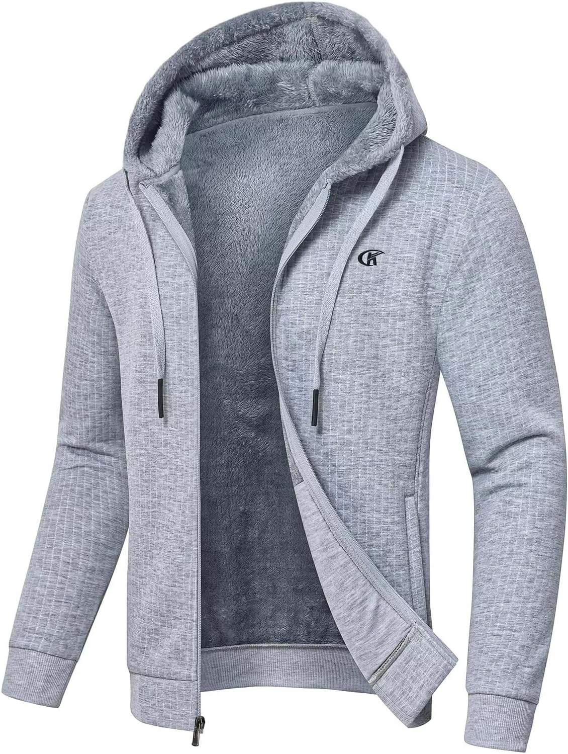 yuyangdpb Men's Zip Up Hoodie Heavyweight Fleece Sherpa Lined Sweatshirt Jackets Winter Warm Coats