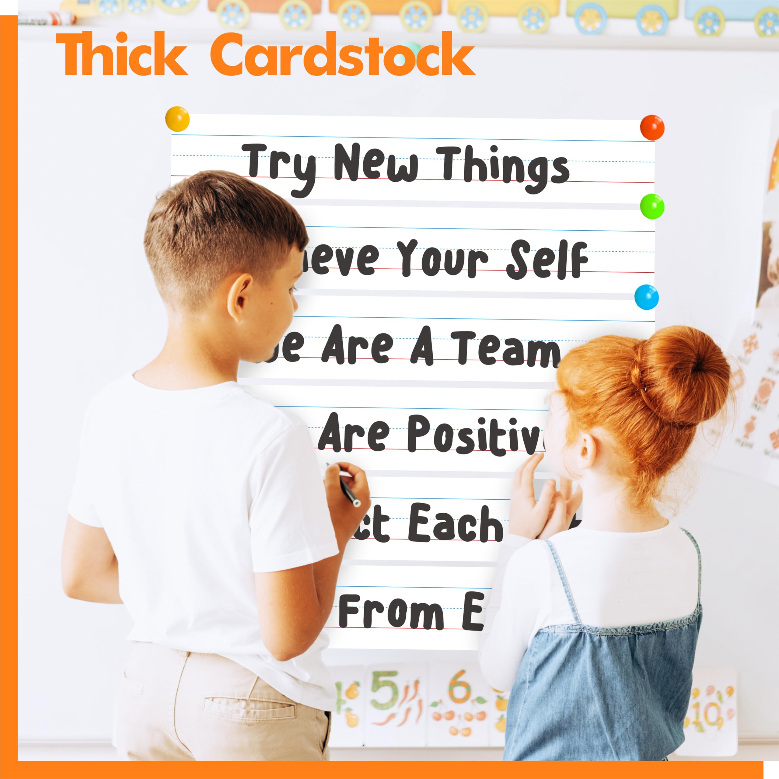 100 Pack Sentence Strips, White Sentence Strip Lined Paper for Handwriting Practice Learning Tool Classroom School - Image 4