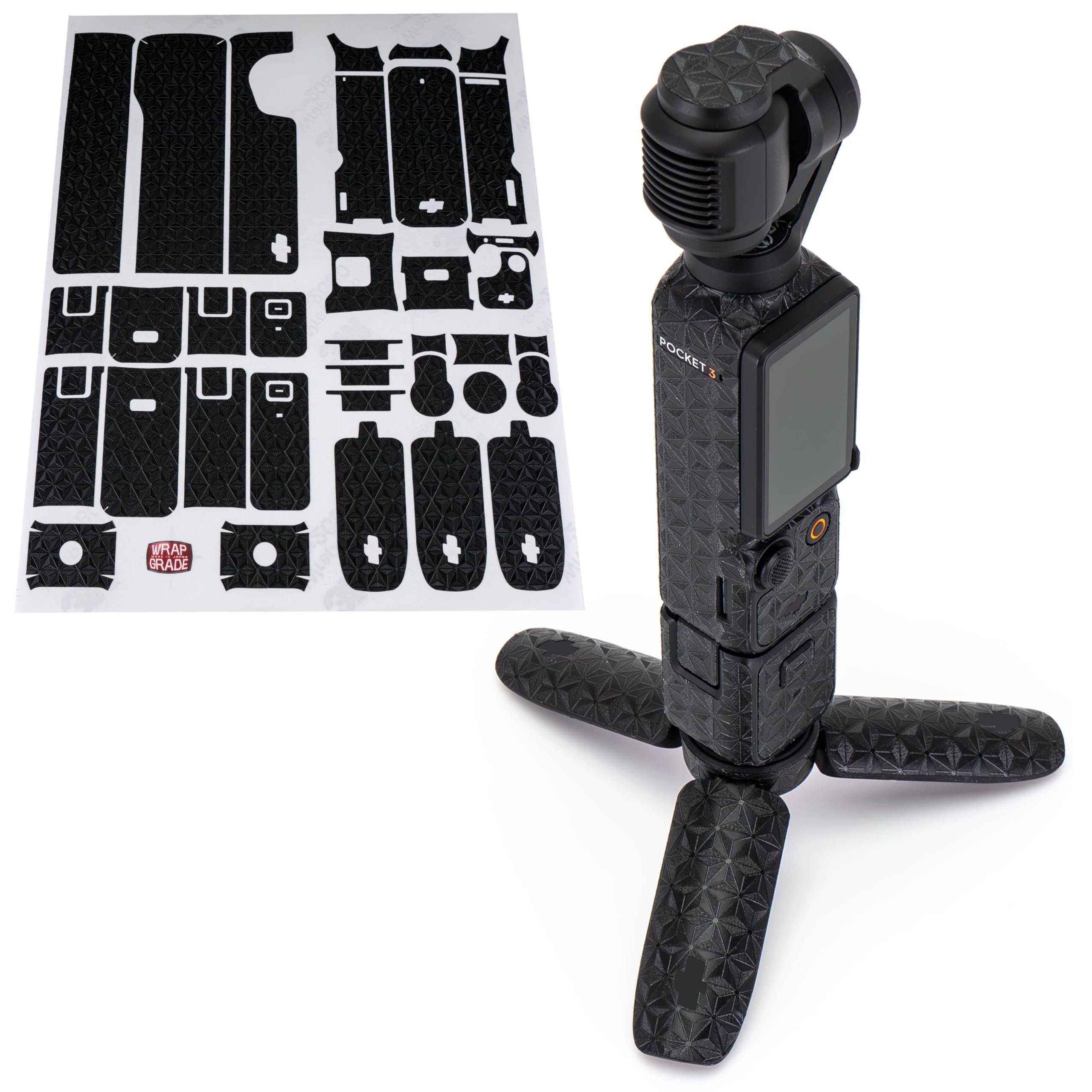WRAPGRADE Skin Adesivi compatibili con DJI Osmo Pocket 3 Decalcomania (BLACK HEMP LEAVES)