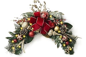 Valery Madelyn Outdoor Christmas Swag with LED Lights and Ornaments