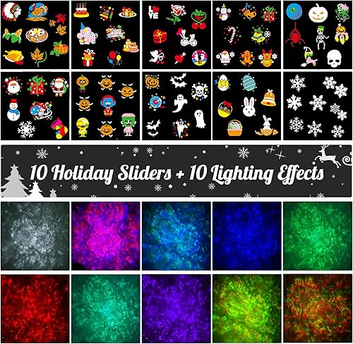 Vista 7 de 2025 Mejora de Luces de Proyector de Halloween y Navidad, COOLWUFAN Luces de Proyector para Interiores y Exteriores con Control Remoto y 20 Efectos